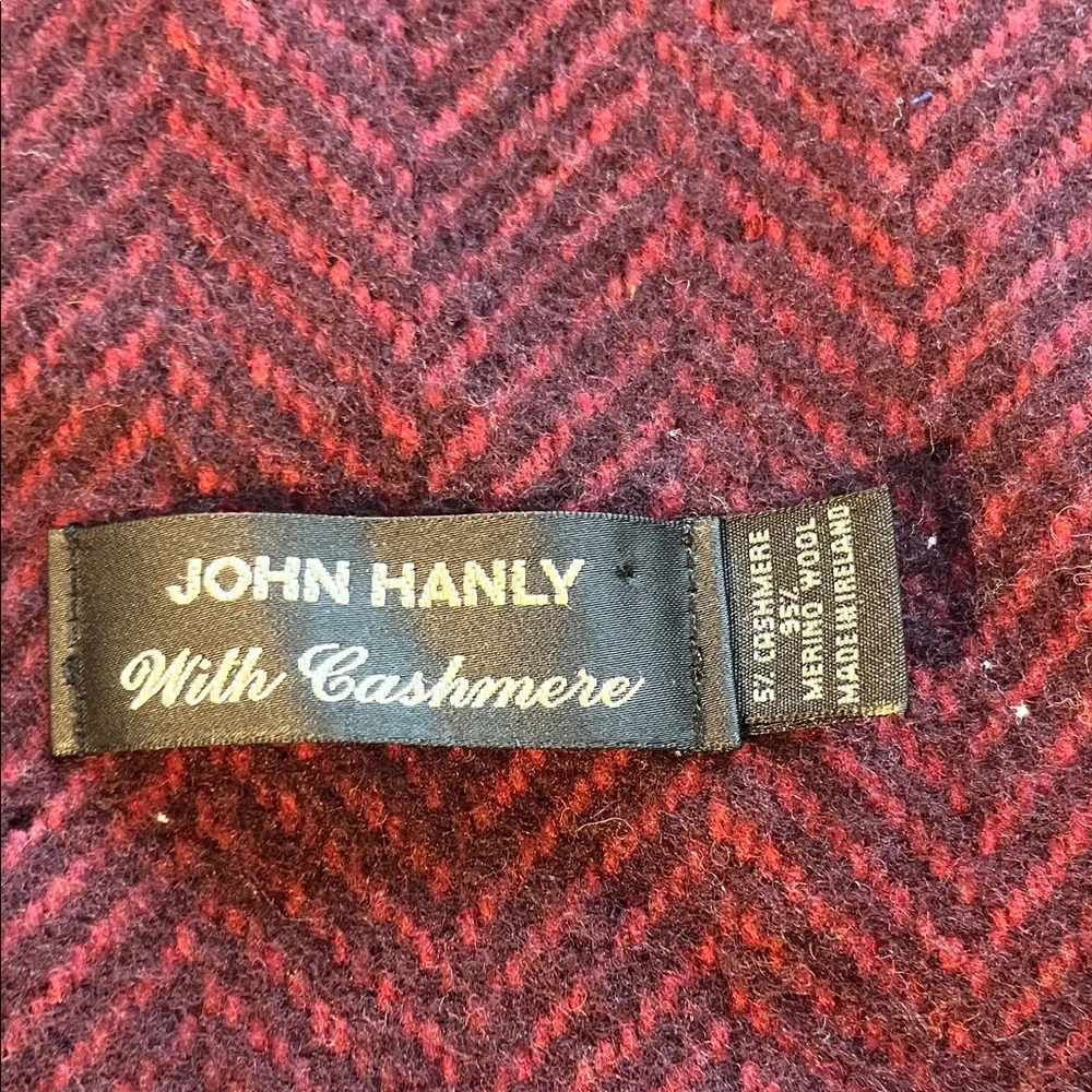 100% Natural Fibers Merino Wool & Cashmere Blend John Hanly Men’s Scarf Burgundy